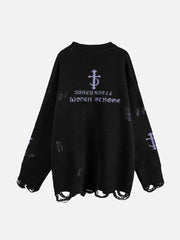 Vintage Gothic Zerrissener Pullover