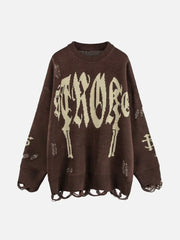 Vintage Gothic Zerrissener Pullover