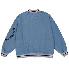 Vintage Heart Chain Embroidery Varsity Jacket