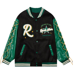 Vintage Hip Hop Jacket Drawstring Letter
