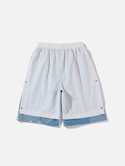 Vintage Hip Hop Stitching Fake Two Pieces Shorts