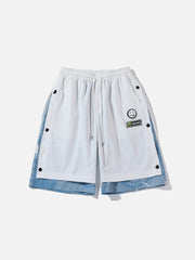 Vintage Hip Hop Stitching Fake Two Pieces Shorts