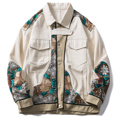Vintage Jacket Embroidery Flowers