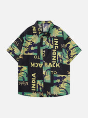Vintage Letter Print Short Sleeve Shirts