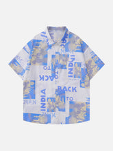 Vintage Letter Print Short Sleeve Shirts