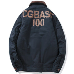 Vintage Letter Print Winter Coat