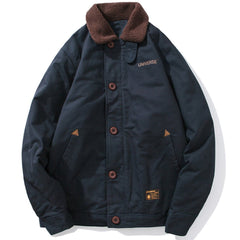 Vintage Letter Print Winter Coat