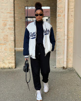 Vintage Letter Printing Stitching Coat