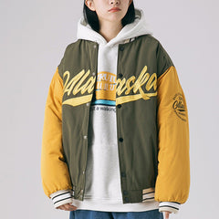 Vintage Letter Printing Stitching Coat