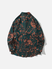 Vintage Light and Shadow Print Long-Sleeved Shirt