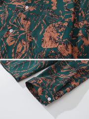 Vintage Light and Shadow Print Long-Sleeved Shirt