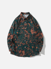Vintage Light and Shadow Print Long-Sleeved Shirt