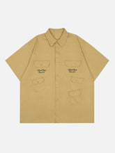 Vintage Multi Pocket Embroidered Short Sleeve Shirt