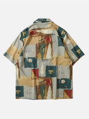 Vintage Oil Painting Pipe Print Shirt