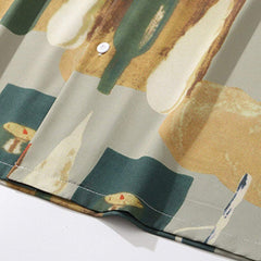 Vintage Oil Painting Pipe Print Shirt