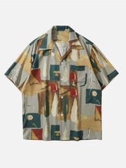 Vintage Oil Painting Pipe Print Shirt