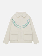 Vintage Patch Letters Winter Coat