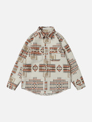 Vintage Plaid Embroidery Shacket