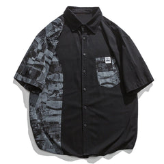 Vintage Printed Panel Short Sleeve Shirt
