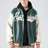 Veste vintage en cuir PU avec lettres