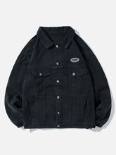 Vintage Pure Color Labeled Denim Jacket