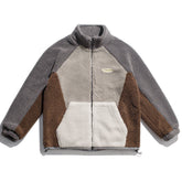 Vintage Pure Color Stitching Sherpa Coat