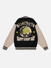 Vintage Rose Embroidery Varsity Jacket