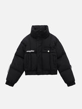 Wintermantel im Vintage-Stil mit einfachem Buchstabendruck