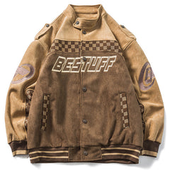 Vintage Wildleder Motorradjacke Schachbrett