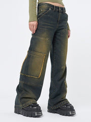 Vintage Batik-Jeans im Used-Look