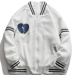 Jacke mit Waffelstickerei