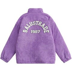 Waffle Letter Flocked Winter Coat