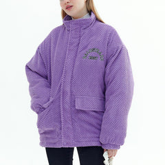 Waffle Letter Flocked Winter Coat