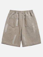 Washed Design Drawstring denim Shorts