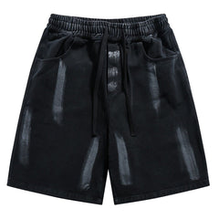 Washed Design Drawstring denim Shorts