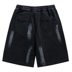 Washed Design Drawstring denim Shorts