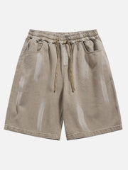 Washed Design Drawstring denim Shorts