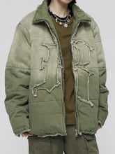 Washed Gradient Frayed Winter Coat