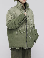 Washed Gradient Frayed Winter Coat