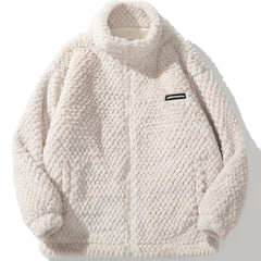 Woven Texture Plush Winter Coat