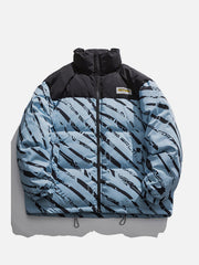 Zebra Print Splicing Winter Coat