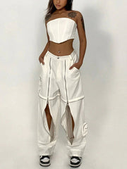 Zipper Design Loose Pants