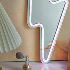 Enseigne néon miroir multicolore avec éclairs