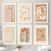Affiches sur toile à fleurs marron pastel