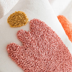 Housse de coussin tulipe pastel touffetée