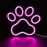 Enseigne néon LED patte de chat rose