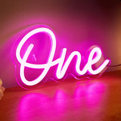 Pink "One" LED Wall Neon Sign