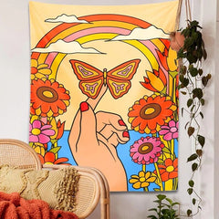 Hand mit Schmetterling Indie Art Wandbehang