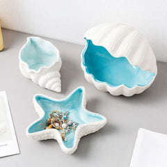 Plateau à bijoux en céramique coquillage