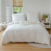 Ensemble housse de couette et taies d'oreiller en coton doux et simple